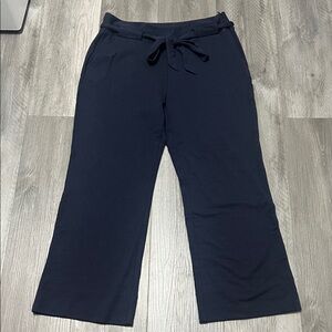 CAbi Navy Cropped Wide-Leg Tie-Waist Pants